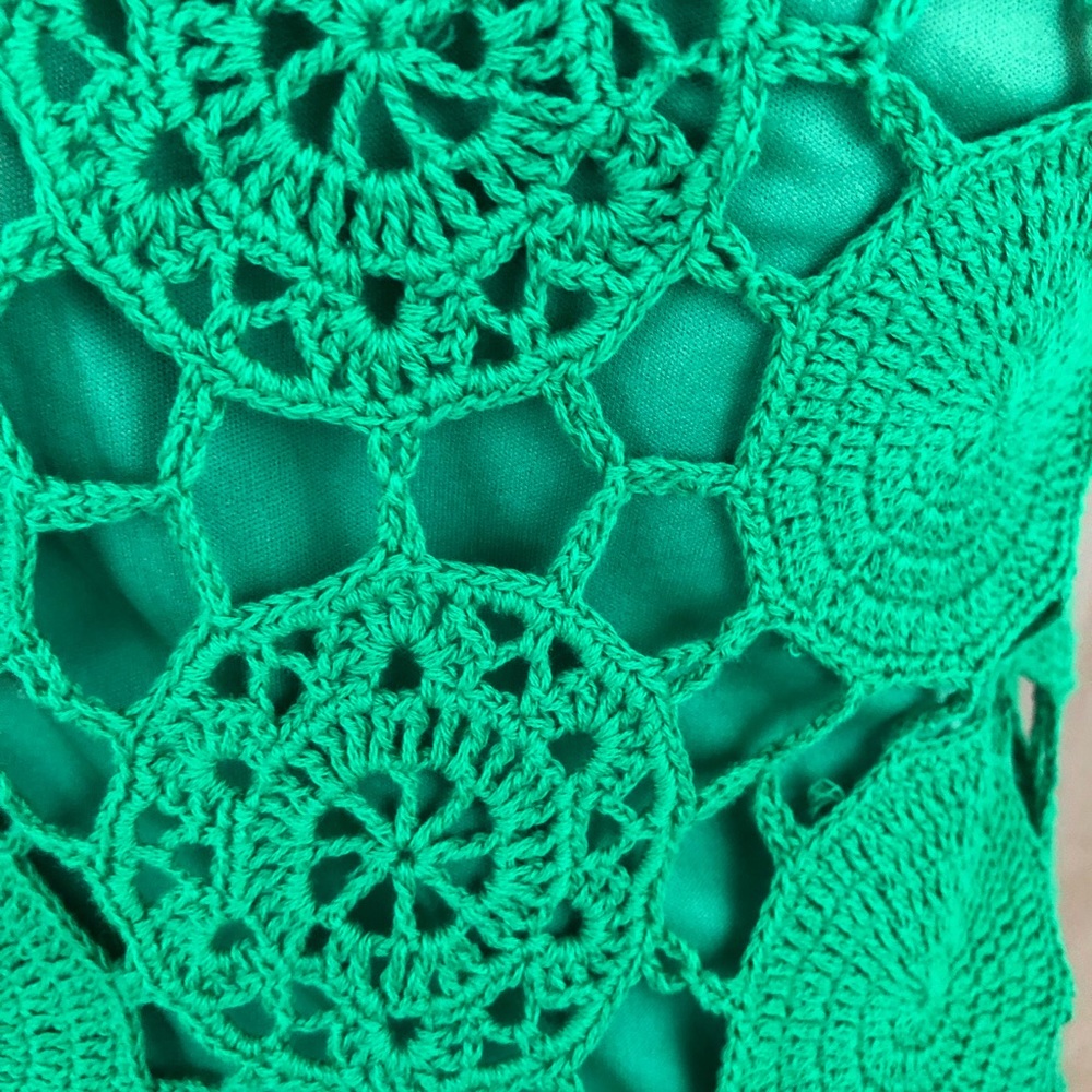 Gianni Bini Green Crochet Dress Small - Picture 4 of 5